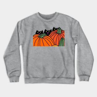 Funny Cats and Pumpkins at Halloween Crewneck Sweatshirt